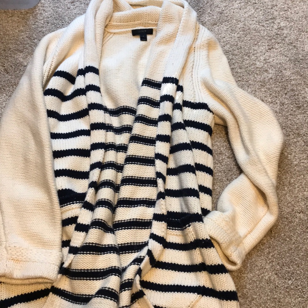 JCrew Merino Wool Striped Cardigan